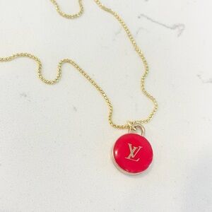 Luxury Double Sided Red/Gold Logo Upcycled Zipper Pull Necklace